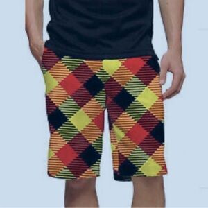 Loudmouth Cheezburger Golf Shorts Men’s Sz 40 Black/Orange/Yellow